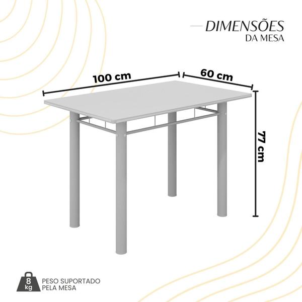 Imagem de Conjunto Sala de Jantar Mesa Retangular 100x60cm Tampo Granito Topázio 4 Banquetas Maragogi Yescasa