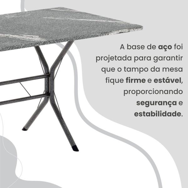 Imagem de Conjunto Sala de Jantar Mesa Retangular 100x60cm Tampo Granito Topázio 4 Cadeiras Paraty Paraopeba / Mart Prata