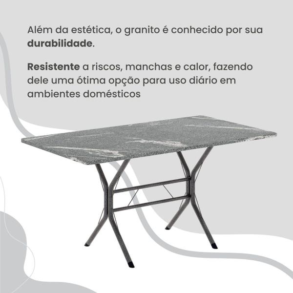 Imagem de Conjunto Sala de Jantar Mesa Retangular 100x60cm Tampo Granito Topázio 4 Cadeiras Rio