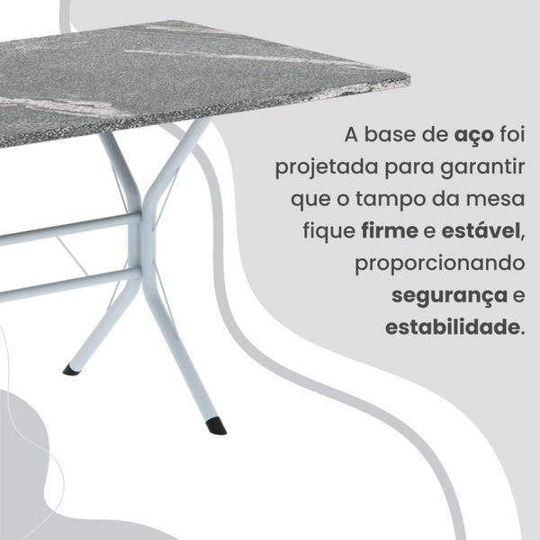 Imagem de Conjunto Sala de Jantar Mesa Retangular 100x60cm Tampo Granito Topázio 4 Cadeiras Rio Preto Floral / Branco