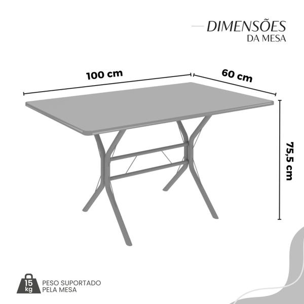 Imagem de Conjunto Sala de Jantar Mesa Retangular 100x60cm Tampo Madeira Mdp 4 Cadeiras Rio