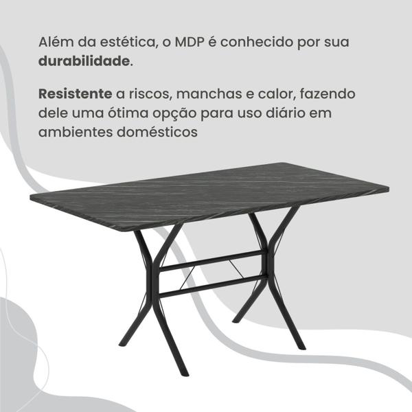 Imagem de Conjunto Sala de Jantar Mesa Retangular 100x60cm Tampo Madeira Mdp Ardósia Indiana 4 Cadeiras Rio C. Marrom / Preto Fosco