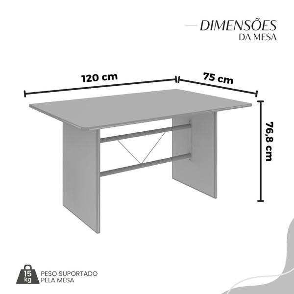 Imagem de Conjunto Sala de Jantar Mesa Retangular 120x75cm Tampo Granito Ocre 4 Cadeiras Marselha