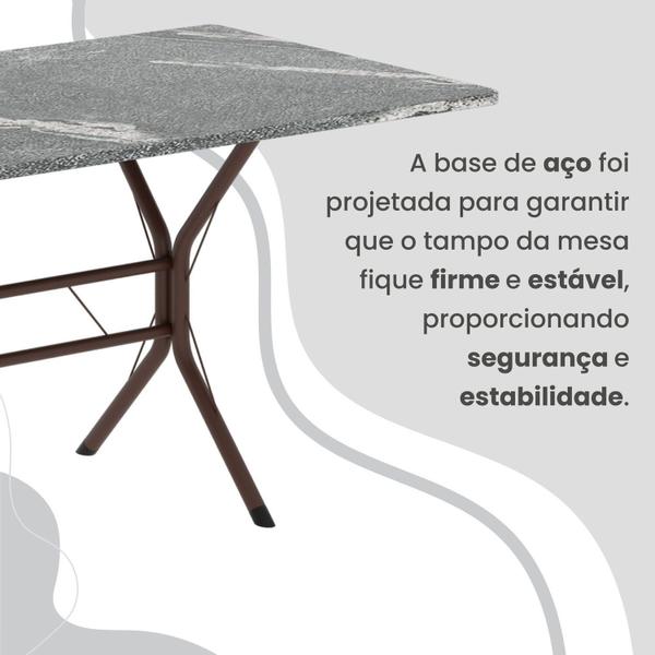 Imagem de Conjunto Sala de Jantar Mesa Retangular 120x75cm Tampo Granito Topázio 4 Cadeiras Linda Yescasa Marrom