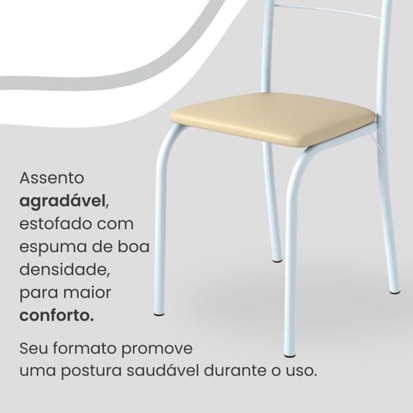 Imagem de Conjunto Sala de Jantar Mesa Retangular 120x75cm Tampo Madeira Mdp Indiana 4 Cadeiras Rio Creme / Branco