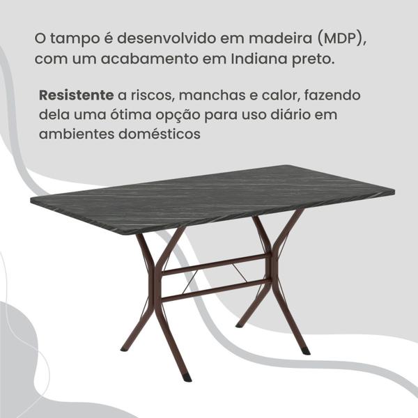 Imagem de Conjunto Sala de Jantar Mesa Retangular 120x75cm Tampo Madeira Mdp Indiana 4 Cadeiras Rio