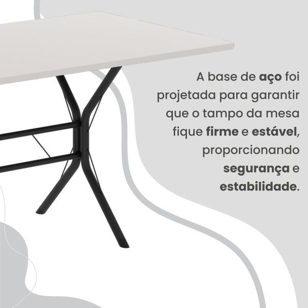 Imagem de Conjunto Sala de Jantar Mesa Retangular 120x75cm Tampo Madeira Mdp Off White 4 Cadeiras Paraty