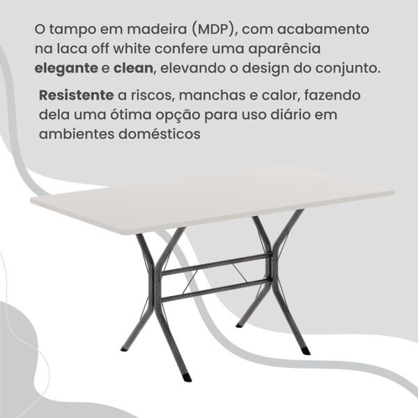 Imagem de Conjunto Sala de Jantar Mesa Retangular 120x75cm Tampo Madeira Mdp White 4 Cadeiras Rio