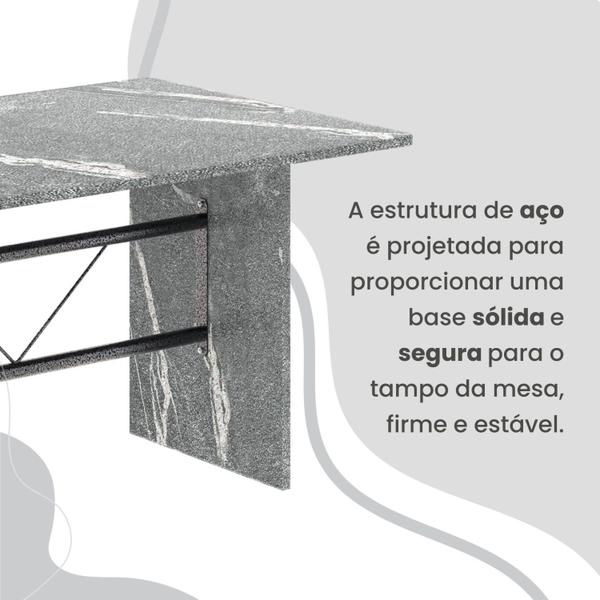 Imagem de Conjunto Sala de Jantar Mesa Retangular 140x75cm Tampo Granito Topázio 6 Cadeiras Marselha