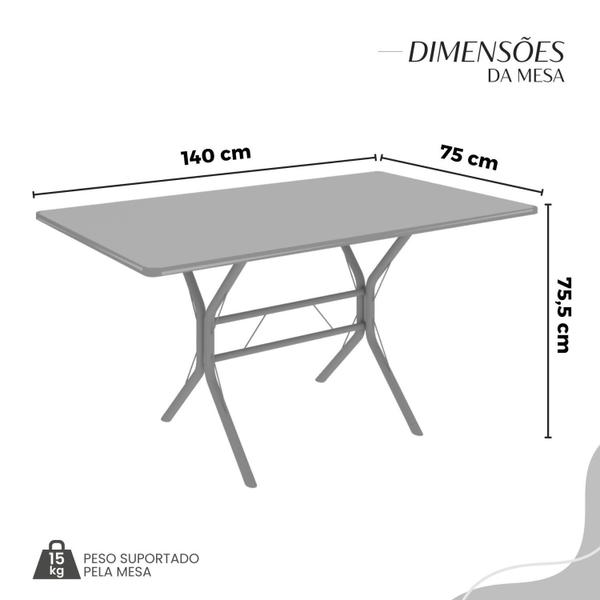 Imagem de Conjunto Sala de Jantar Mesa Retangular 140x75cm Tampo Madeira Mdp Off White 6 Cadeiras Paraty