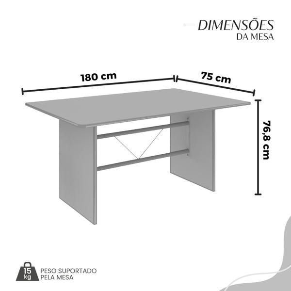 Imagem de Conjunto Sala de Jantar Mesa Retangular 180x75cm Tampo Granito Topázio 8 Cadeiras Marselha