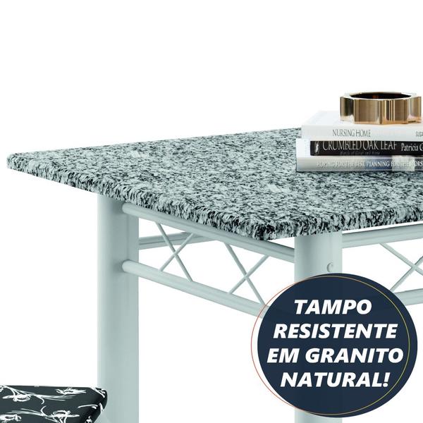 Imagem de Conjunto Sala De Jantar Mesa Sara Com 4 Cadeiras Diva 1,20m Granito Branco/Floral Artefamol