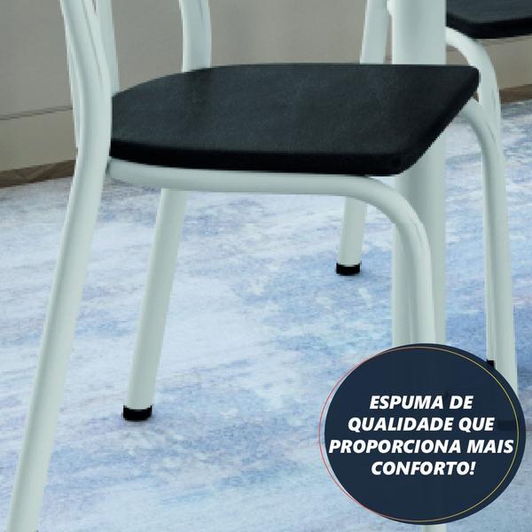 Imagem de Conjunto Sala De Jantar Mesa Sara Com 6 Cadeiras Diva 1,40m Granito Branco/Preto Artefamol