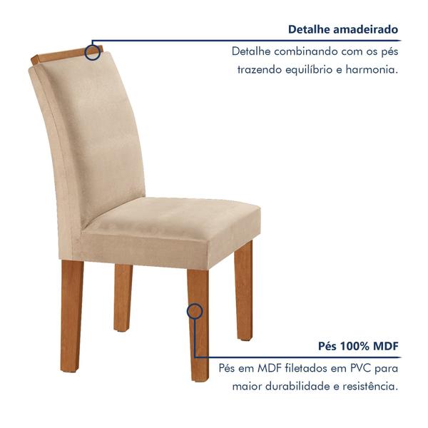 Imagem de Conjunto Sala de Jantar Mesa Tampo Dakota Plus 120x80cm com 4 Cadeiras Laura