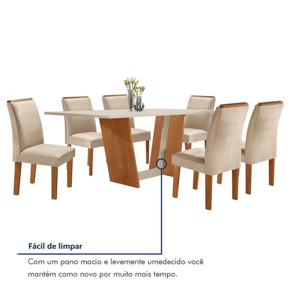 Imagem de Conjunto Sala de Jantar Mesa Tampo Dakota Plus 160x80cm com 6 Cadeiras Luisa Yescasa