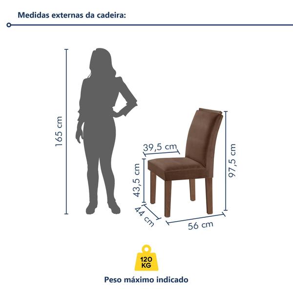 Imagem de Conjunto Sala de Jantar Mesa Tampo Dakota Plus Vidro 160X80cm com 6 Cadeiras Laura Yescasa