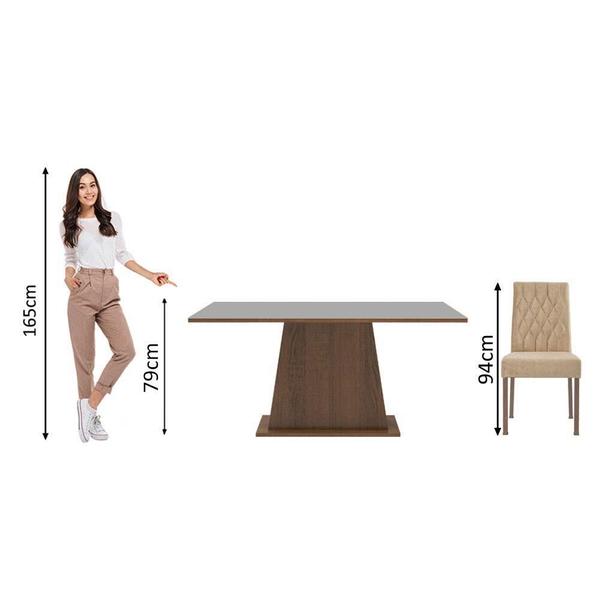 Imagem de Conjunto Sala de Jantar Mesa Tampo de Madeira 4 Cadeiras Imperial Ashley Madesa