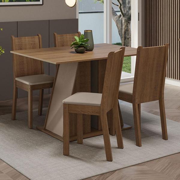 Conjunto Sala de Jantar Mesa Tampo de Madeira 4 Cadeiras Marilyn Madesa Conjunto Sala de Jantar Mesa Tampo de Madeira 4 Cadeiras Marilyn Madesa