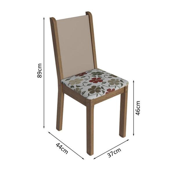 Imagem de Conjunto Sala de Jantar Mesa Tampo de Madeira 4 Cadeiras Rustic/Crema/Hibiscos Alana Madesa