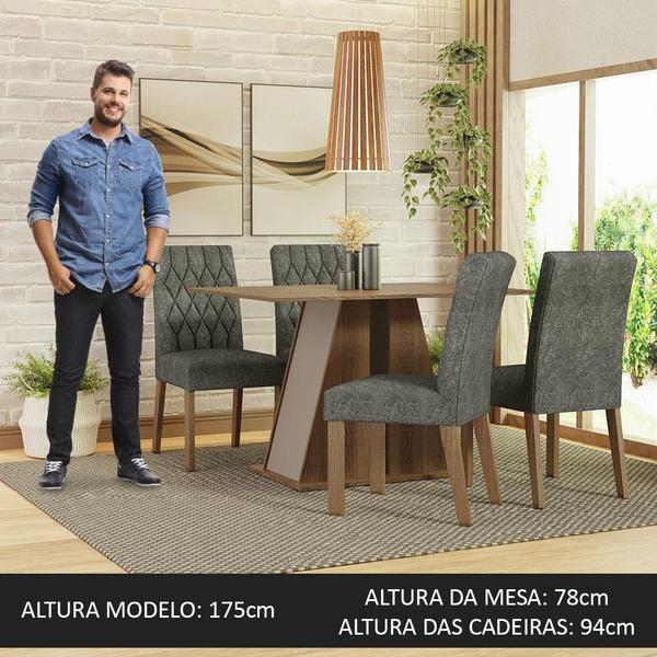 Imagem de Conjunto Sala de Jantar Mesa Tampo de Madeira 4 Cadeiras Rustic/Crema/Silver Gisele Madesa