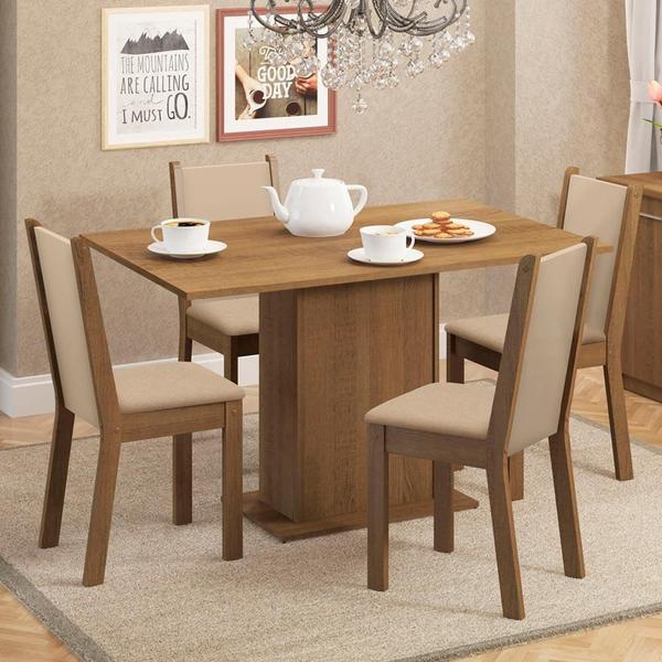 Conjunto Sala de Jantar Mesa Tampo de Madeira 4 Cadeiras Talita Madesa Conjunto Sala de Jantar Mesa Tampo de Madeira 4 Cadeiras Talita Madesa