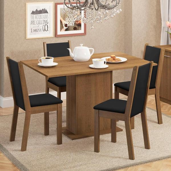 Conjunto Sala de Jantar Mesa Tampo de Madeira 4 Cadeiras Talita Madesa Conjunto Sala de Jantar Mesa Tampo de Madeira 4 Cadeiras Talita Madesa