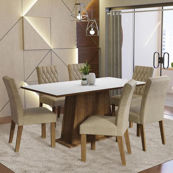 Conjunto Sala de Jantar Mesa Tampo de Madeira 6 Cadeiras Imperial Britney Madesa Conjunto Sala de Jantar Mesa Tampo de Madeira 6 Cadeiras Imperial Britney Madesa
