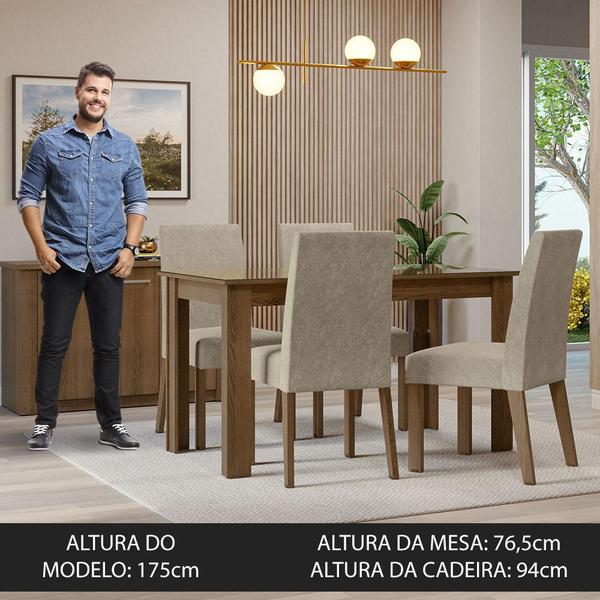 Imagem de Conjunto Sala de Jantar Mesa Tampo de Vidro 4 Cadeiras Antônia Madesa