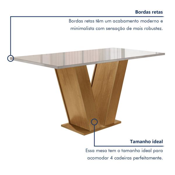 Imagem de Conjunto Sala de Jantar Mesa Tampo de Vidro 4 Cadeiras Espanha Yescasa