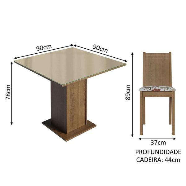 Imagem de Conjunto Sala de Jantar Mesa Tampo de Vidro 4 Cadeiras Perla Madesa