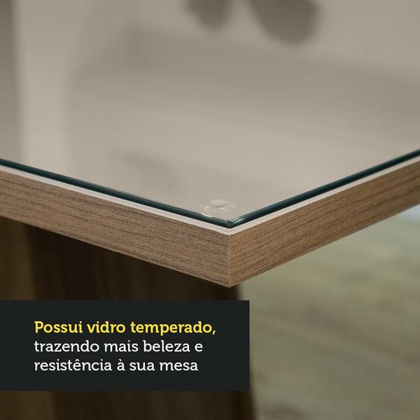 Imagem de Conjunto Sala de Jantar Mesa Tampo de Vidro 4 Cadeiras Rustic/Crema/Imperial Anaju Madesa