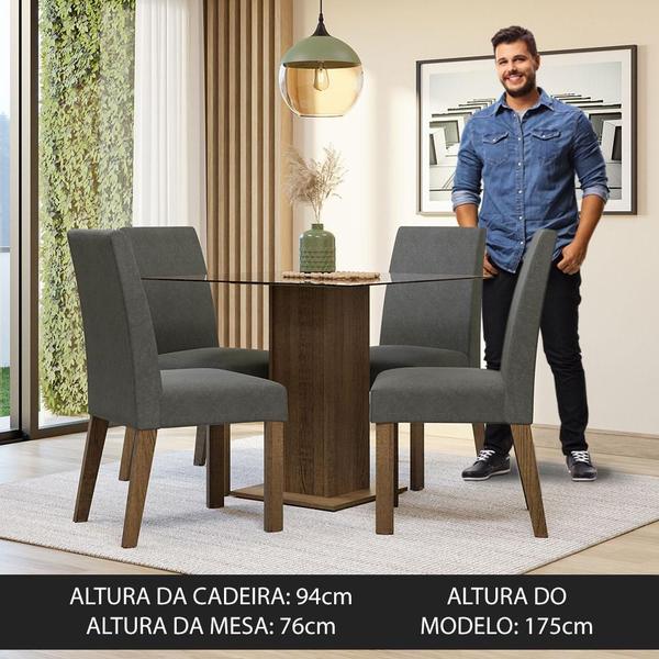 Imagem de Conjunto Sala de Jantar Mesa Tampo de Vidro 4 Cadeiras Rustic Ivy Madesa