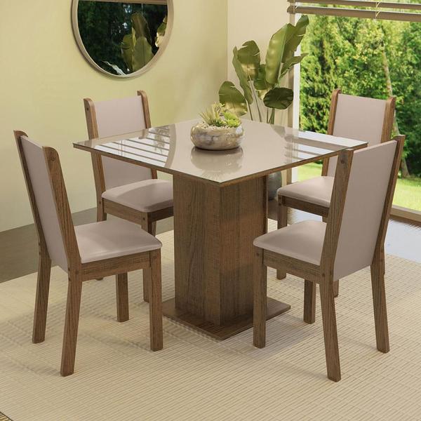 Conjunto Sala de Jantar Mesa Tampo de Vidro 4 Cadeiras Tifani Madesa Conjunto Sala de Jantar Mesa Tampo de Vidro 4 Cadeiras Tifani Madesa