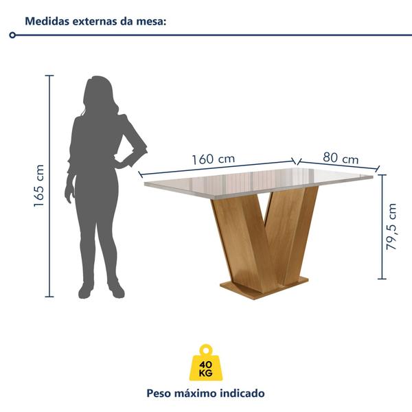 Imagem de Conjunto Sala de Jantar Mesa Tampo de Vidro 6 Cadeiras Espanha Yescasa