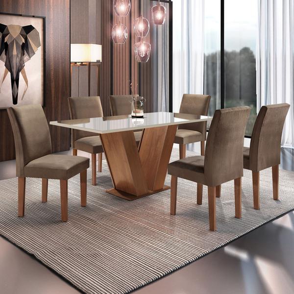Conjunto Sala de Jantar Mesa Tampo de Vidro 6 Cadeiras Espanha Yescasa Conjunto Sala de Jantar Mesa Tampo de Vidro 6 Cadeiras Espanha Yescasa