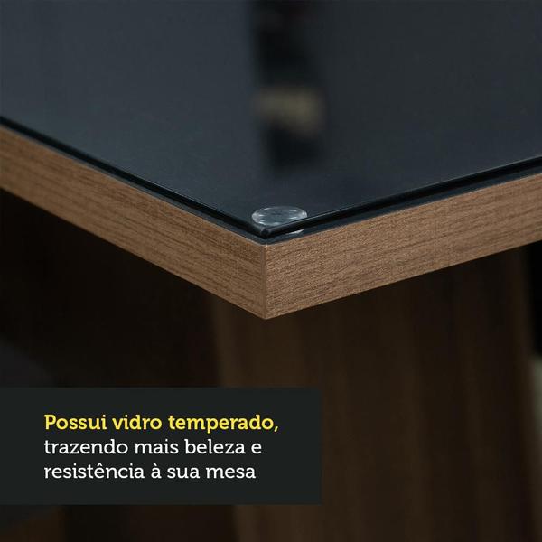 Imagem de Conjunto Sala de Jantar Mesa Tampo de Vidro 6 Cadeiras Rustic/Preto/Imperial Geórgia Madesa