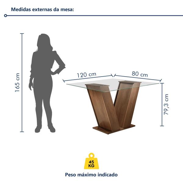 Imagem de Conjunto Sala de Jantar Mesa Tampo de Vidro e 4 Cadeiras Classic