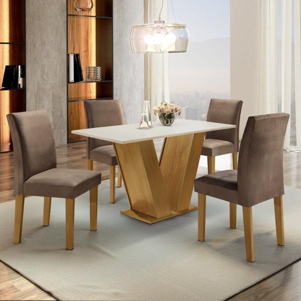 Imagem de Conjunto Sala de Jantar Mesa Tampo MDF 4 Cadeiras Espanha Espresso Móveis