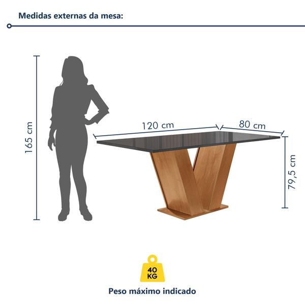 Imagem de Conjunto Sala de Jantar Mesa Tampo MDF/Vidro e 4 Cadeiras Espanha Yescasa