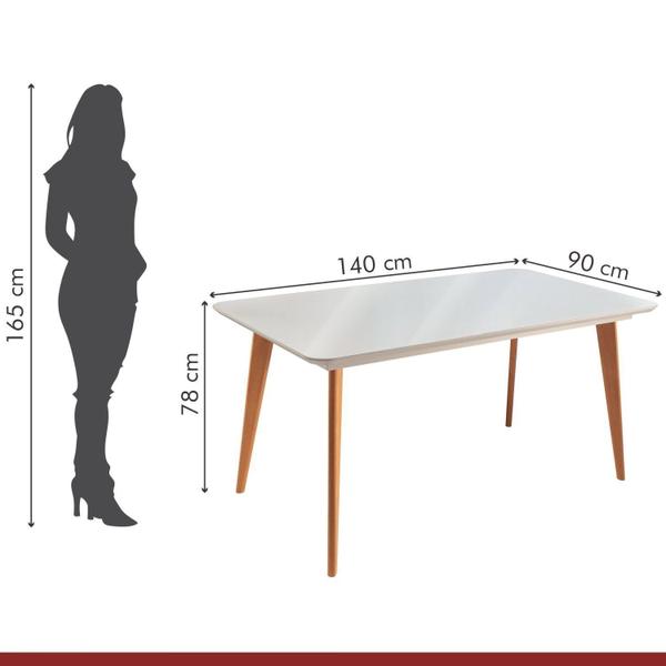 Imagem de Conjunto Sala de Jantar Mesa Versales 140cm com 6 Cadeiras Deboraestrutura em madeira Maciça e Tampo MDF/Vidro