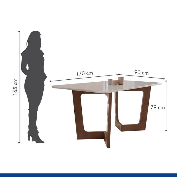 Imagem de Conjunto Sala De Jantar Nápoles Tampo Vidro/MDF com 6 Cadeiras Luísa Smart Plus