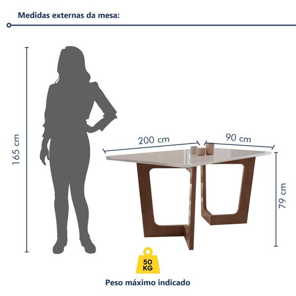 Imagem de Conjunto Sala De Jantar Nápoles Tampo Vidro/MDF com 8 Cadeiras Genova Smart Plus