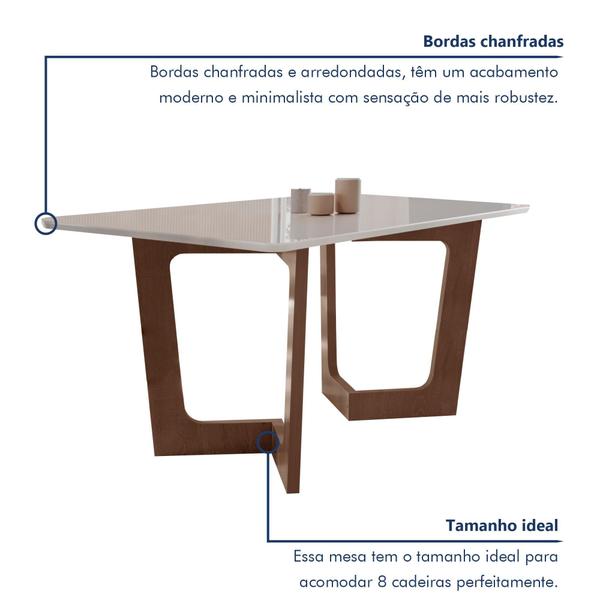 Imagem de Conjunto Sala De Jantar Nápoles Tampo Vidro/MDF com 8 Cadeiras Genova Smart Plus