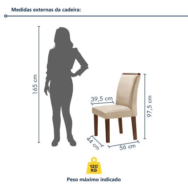 Imagem de Conjunto Sala De Jantar Nápoles Tampo Vidro/MDF com 8 Cadeiras Luísa Smart Plus