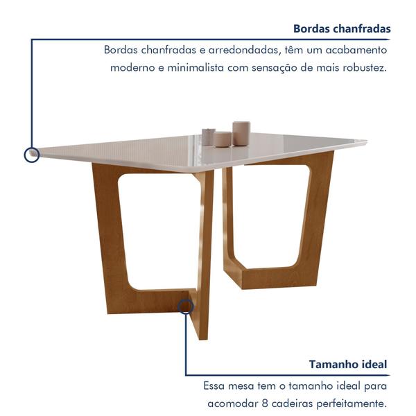 Imagem de Conjunto Sala De Jantar Nápoles Tampo Vidro/MDF com 8 Cadeiras Luísa Smart Plus