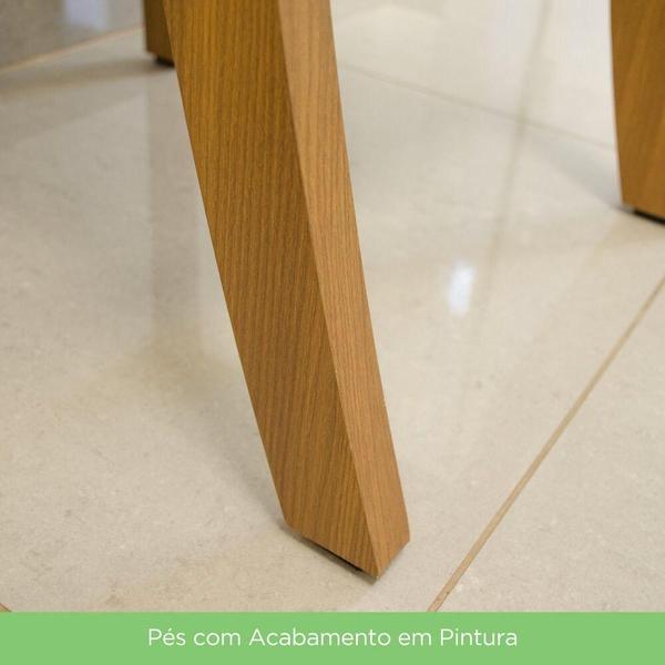 Imagem de Conjunto Sala De Jantar Tampo Mdf 160 Cm 06 Cadeiras Marilia Casa 812 Nature Com Off White E Linho