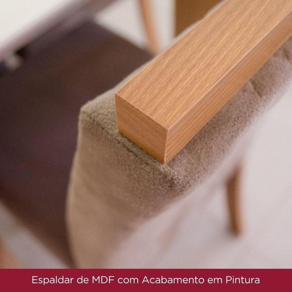 Imagem de Conjunto Sala De Jantar Tampo Mdf Canto Reto 120 Cm 04 Cadeiras Dulce Henn Nature Off White E Linho