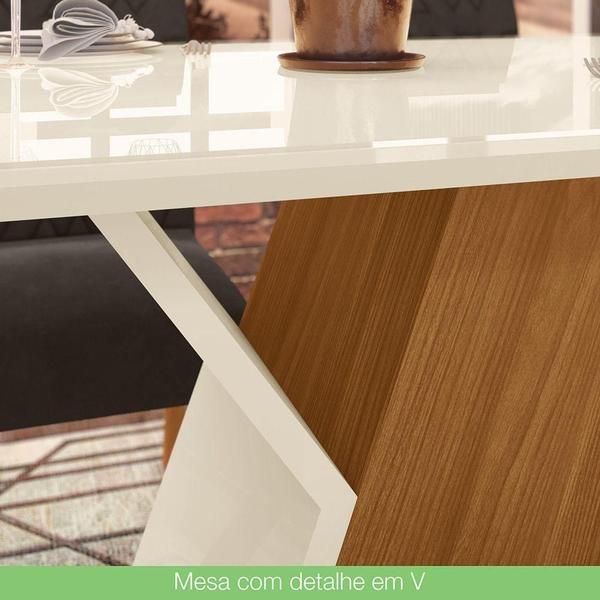 Imagem de Conjunto Sala De Jantar Tampo Mdf Com Vidro 6 Cadeiras Nature Com Off White E Marrom Expresso