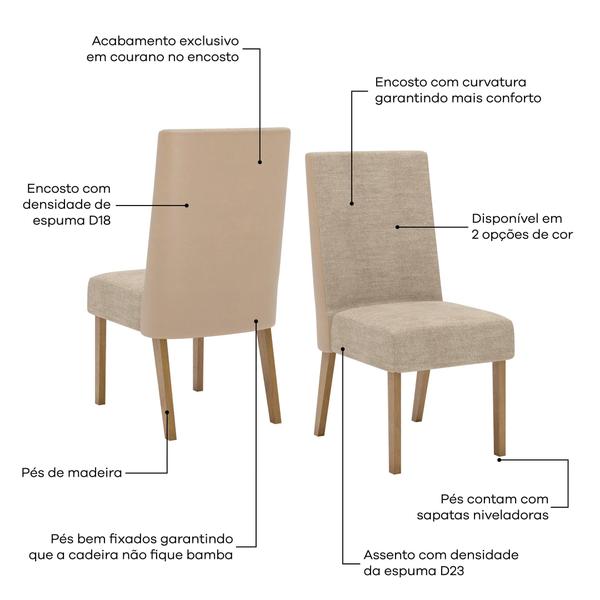 Imagem de Conjunto Sala Jantar 200cm Canto Arredondado com Vidro 8 Cadeiras Tainá