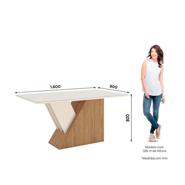 Imagem de Conjunto Sala Jantar Canto Reto com Vidro 6 Cadeiras Sarah Espresso Móveis Nature/Off White/Marrom